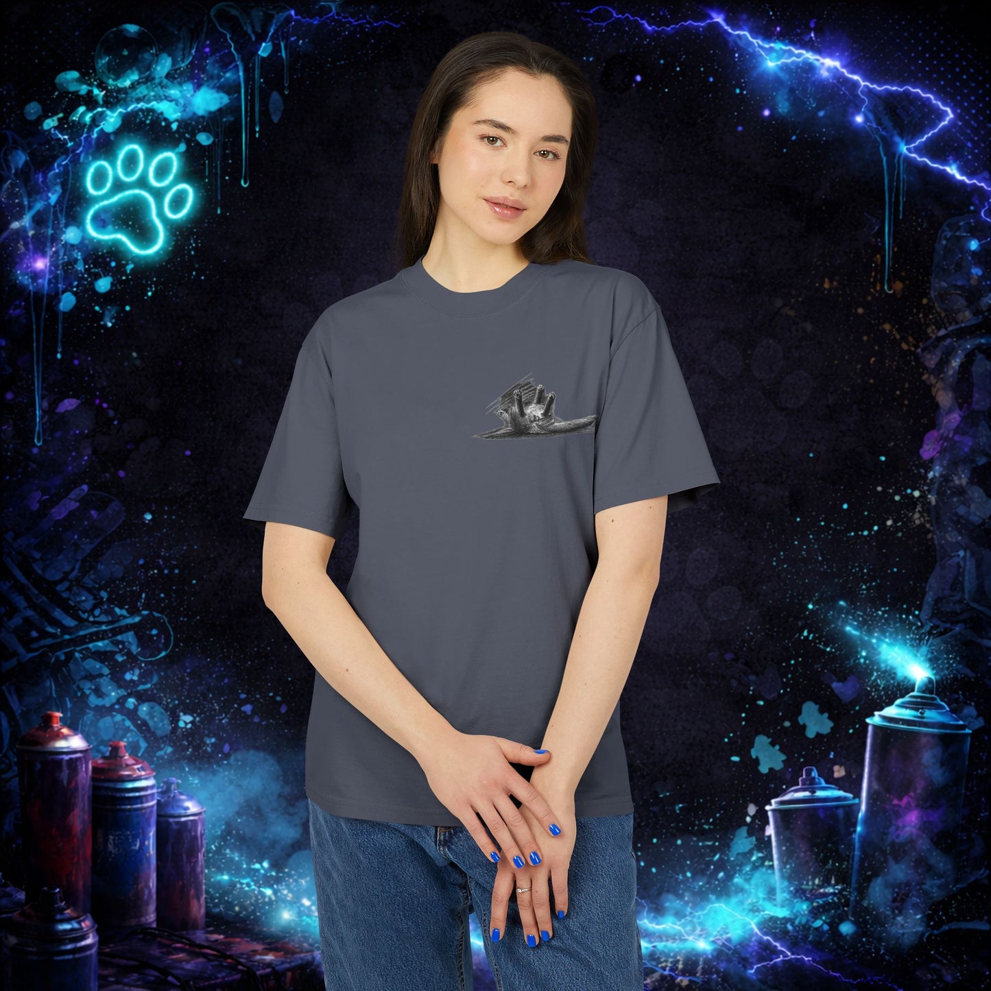 Cat Streetwear T-Shirt - Fluffy Tabby Edition 3 - Dark - Women - NINE LIVES