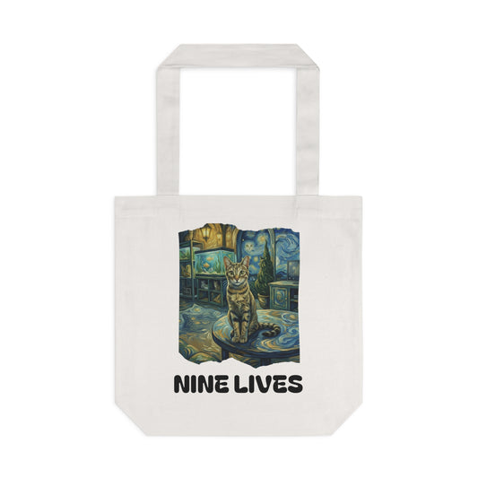 NINE LIVES Custom Pet Portrait Tote Bag - Dream Room Van Gogh - Edition 1
