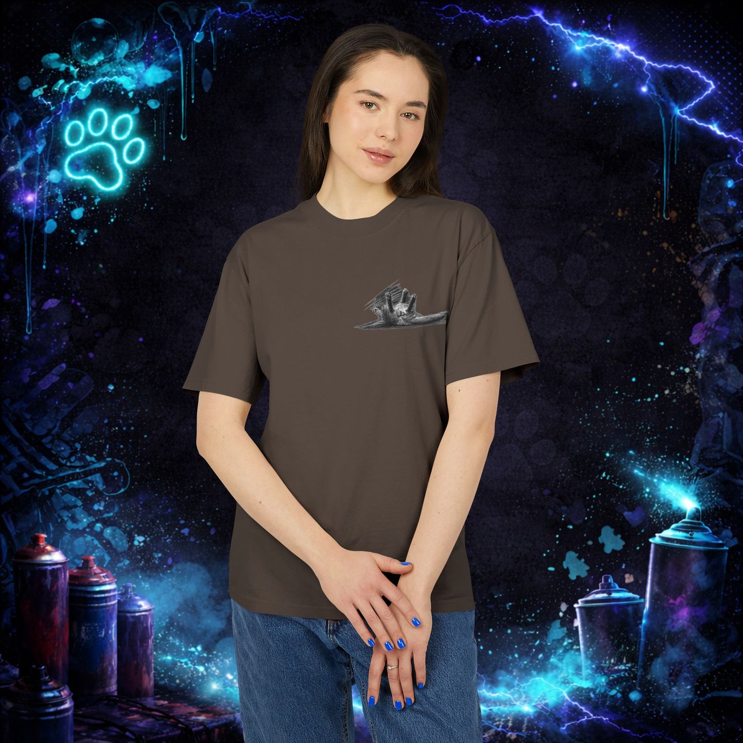 Cat Streetwear T-Shirt - Fluffy Tabby Edition 3 - Dark - Women - NINE LIVES